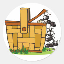 Ant Picnic Basket Round Sticker