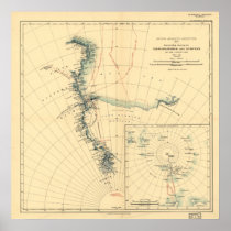 Antarctic Expedition and Surveys Antique Map 1909 posters