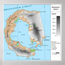Antarctic South Shetland Map of Deception Island Print