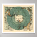 Antarctica Map 1912 Poster