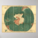 Antarctica Regions Antique Map 1922 Print