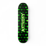 Anthony skateboard green fire and flames design.