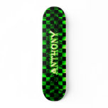 Anthony skateboard green fire and flames design.