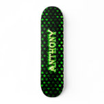 Anthony skateboard green fire and flames design.