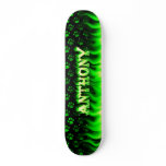Anthony skateboard green fire and flames design.