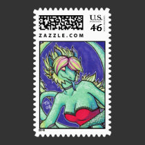 Anthro dragon girl postage stamps
