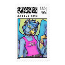 Anthro gryphon girl postage stamps