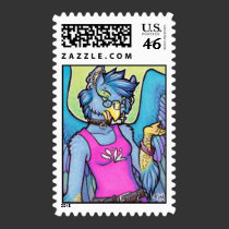 Anthro gryphon girl postage stamps