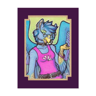 Anthro gryphon girl postcard by thedancingemu