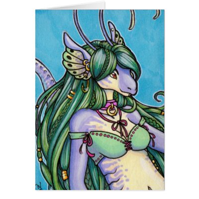 Anthro seamonster girl card by thedancingemu