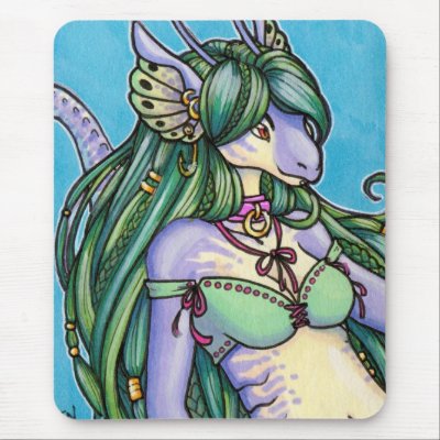 Anthro seamonster girl mousepad by thedancingemu
