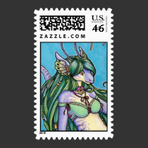 Anthro seamonster girl postage stamps stamps