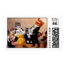 Anthropomorphic Cats Musical Soiree Singing Parlor Postage