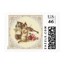 Anthropomorphic Kittens Making Music Postage Stamps