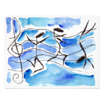 Anthropomorphic Musical Notes Blank Invitations invitations