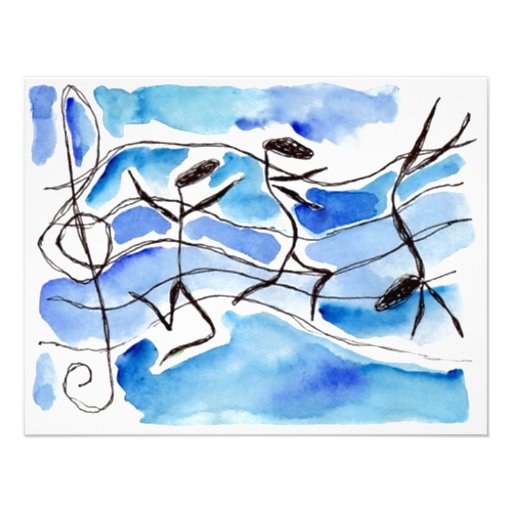 Anthropomorphic Musical Notes Blank Invitations