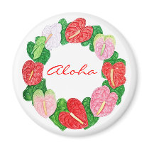 Anthurium Wreath Aloha Fridge Magnet