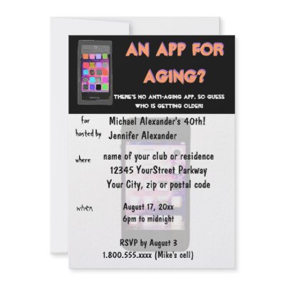 Anti Aging Phone App Birthday Personalized Announcements by Rebecca_Reeder