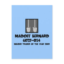 Anti Bernard Madoff jail postcards by BIGNUMPT Anti Bernard Madoff jail postcards