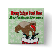 Anti-Christmas Honey Badger Buttons