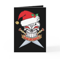 Anti-Christmas Santa Pirate  Skull Greeting Cards
