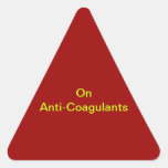 Anti-Coagulants Medical Chart Labels Triangle Sticker
