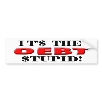 Anti Democrat “It's The Debt, Stupid!” Sticker Bumper Stickers by mrunpc