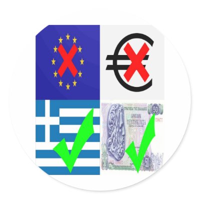 Anti EU & Euro, Pro Greece & Drachma (4) Round Stickers by davem1966