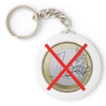 Anti Euro Currency, 1 Euro Coin Red Crossed Key Chains
