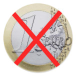 Anti Euro Currency, 1 Euro Coin Red Crossed Stickers