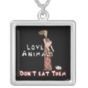 Anti-Meat Vegan Message Necklace necklace