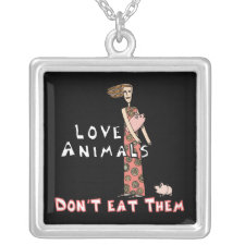 Anti-Meat Vegan Message Necklace necklace