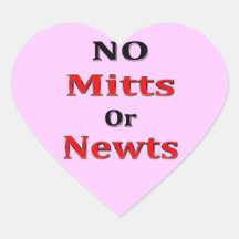 Anti Newt Gingrich Mitt Romney blk red Heart Stickers