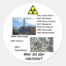 Anti nuclear power sticker "Wer ist der nächste?"