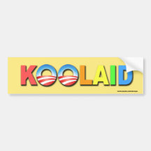 anti Obama "Koolaid" Yellow Sticker Bumper Sticker