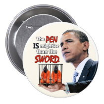 Anti-Obama: Pen vs. Sword Pinback Button