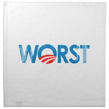 ANTI-OBAMA - WORST- Faded.png Printed Napkins