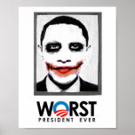 Anti-Obama - Worst President Ever black posters