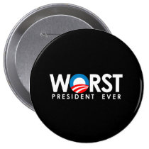 Anti-Obama - Worst President Ever white buttons