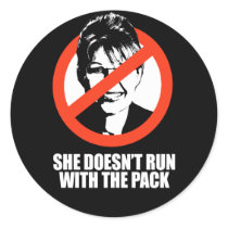ANTI-PALIN - She doesn't run with the pack stickers by Politicaltshirts ANTI-PALIN - She doesn't run with the pack stickers