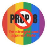 ANTI PROP 8 - Straight against Hate Round Sticker