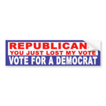 Anti-Republican -  Lost My Vote bumper stickers