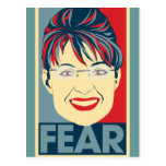 Anti Sarah Palin Fear Pardoy Postcards