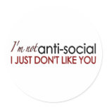 Anti-Social Round Stickers