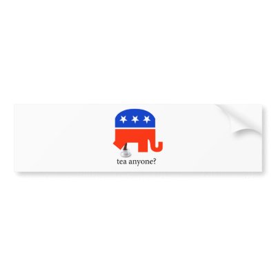 Anti Tea-Party Elephant Poop in Tea Cup Bumper Stickers by trompettiste