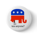 Anti Tea-Party Elephant Poop in Tea Cup Buttons