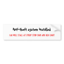 Anti theft system bumper stickers
