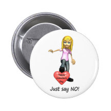 Anti-Valentine Just Say No Pinback Button