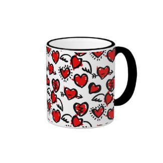 Anti-Valentine Sketch Pattern Ringer Coffee Mug