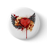 Anti-Valentine Skulls with Wings Button